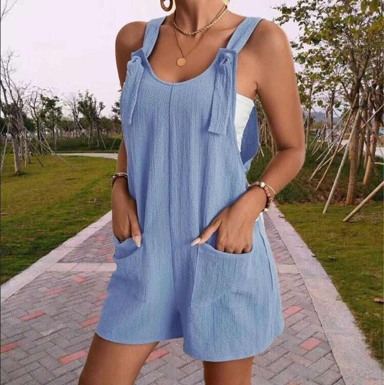 European American Women's Summer Casual Fashion Camisole and Shorts Jumpsuit Overalls 2026.