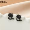 New Funny Happy Kitty Stud Earrings for Girls Fashion Cute Animal Cat Earings Silver Color Kitten Jewelry Wholesale