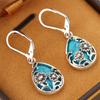 Personalized Ethnic Style Flower Droplet Shaped Pendant Earrings, Women's Retro Bohemian Holiday Accessories