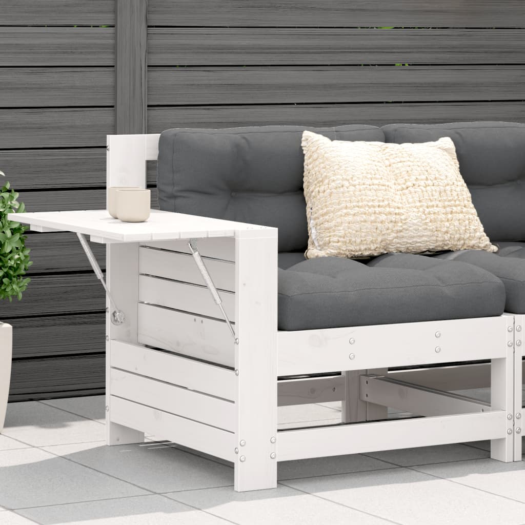 Garden Sofa with Armrests and Side Table Solid Pine Wood