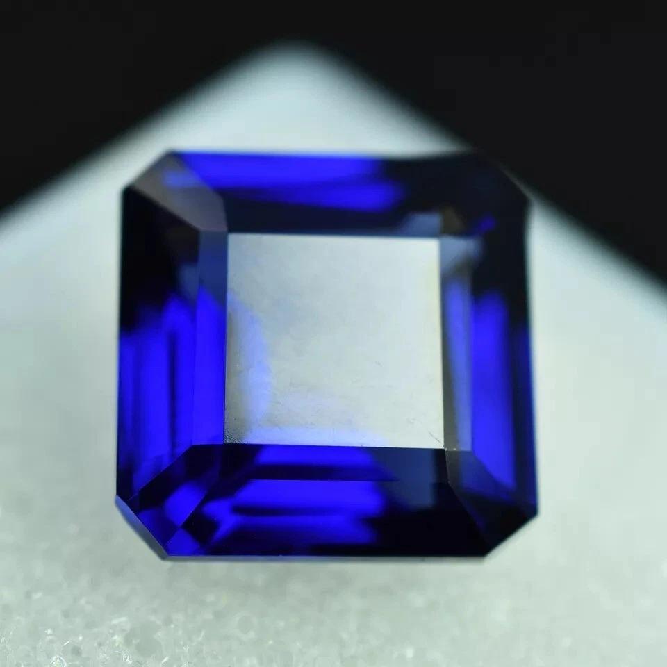 20 Ct Blue Sapphire AAA Square Flawless Certified Loose Gemstone