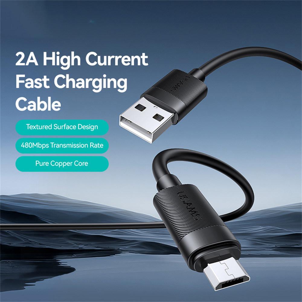 USAMS SJ779 U94 1m USB-A to Micro USB 2A 18W Fast Charging Cable Data Sync Cord for Android Phones