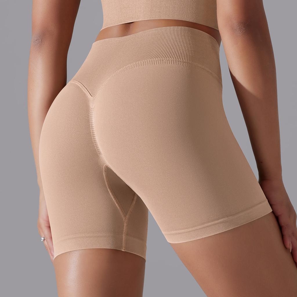 Seamless Solid-color High-waisted Hip-lifting Tight High-elastic Yoga Shorts For Sports, Running, And Fitness, Women's Three-quarter Length Pants