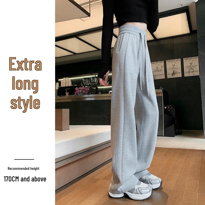 

Женские серые спортивные брюки с высокой посадкой - Осень/Зима, Слим, Бананы, Широкие штанины, Плюс бархат, Петит, Узкие, Повседневные прямые. XL (Weight 116-125 jin)