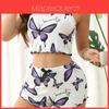 Butterfly Ladies Homewear Set With Polyester Fabric For Casual Lounge And Sleep
