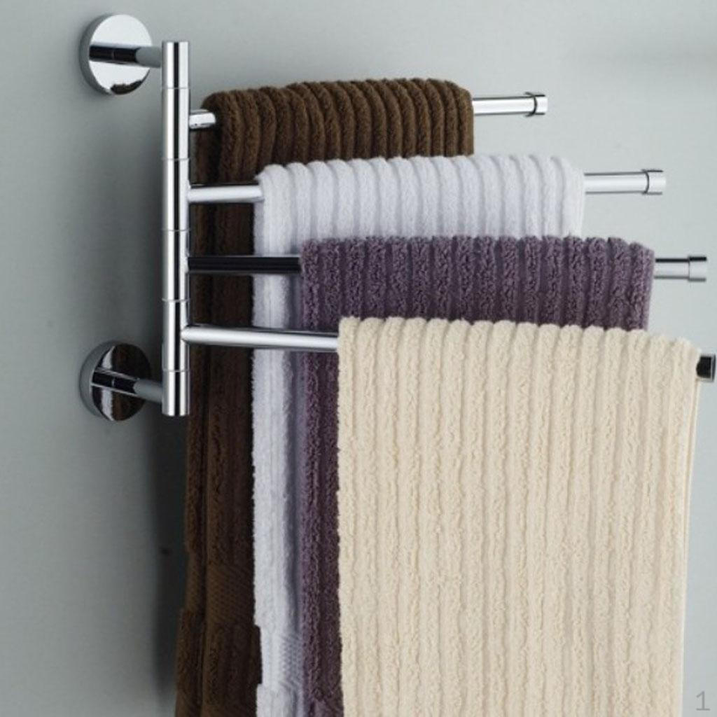 

Towel Holder 4 Swivel Bars Stainless Steel Bathroom Rack Rail Hanger Shelf