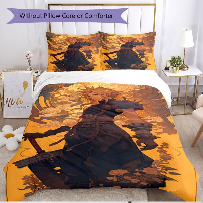 3pcs Duvet Cover Set (1*Duvet Cover + 2*Pillowcase, Without Core), Final Fantasy Print Soft All‑Season Bedding Set, Home Bedroom Decor Gift