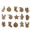 50PCS Mini Christmas Tree Snowflakes Stars Moose Bells Hats Socks Angels Christmas Unfinished Blank Wood Pieces Wood Slices