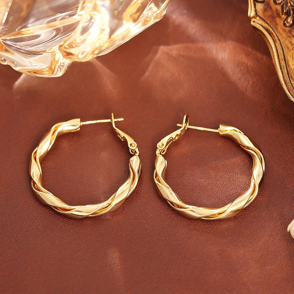 European-American Style Cable Knit Silver Stud Earrings