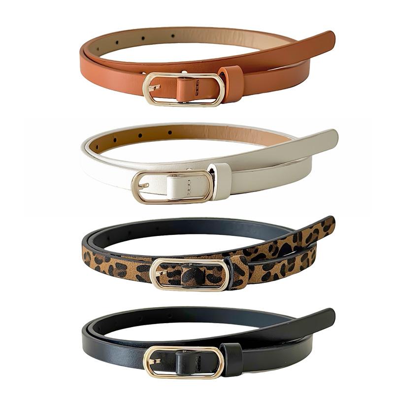 Women's Boho Leopard Print Thin PU Belt Elegant Slim Fit Waist Accessory for Dress Matching Perfect for Daily Ladies Outfit Wear