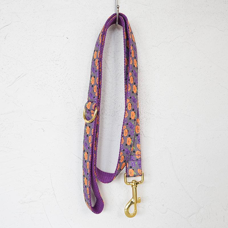 MUTTCO Pumpkin Elf Pet Collar & Leash Set with Gold Buckle UDC-211B M