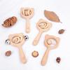 Baby Beech Hand Rattle Wooden Rattle Toy Parent-Child Interactive Soothing Grip Puzzle Shape Toy