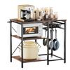 Estantería de Cocina para Panaderos, Estantería para Panaderos de 900 mm de Ancho, Soporte de Cocina con Barra de Soporte en Forma de X, 5 Ganchos en Forma de S, Estante de Almacenamiento Multicapa, Soporte para Barra de Café