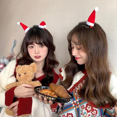 Rote 3D Gebogene Weihnachtsmütze Haarspange – Niedliches Verkleidungs-Haaraccessoire