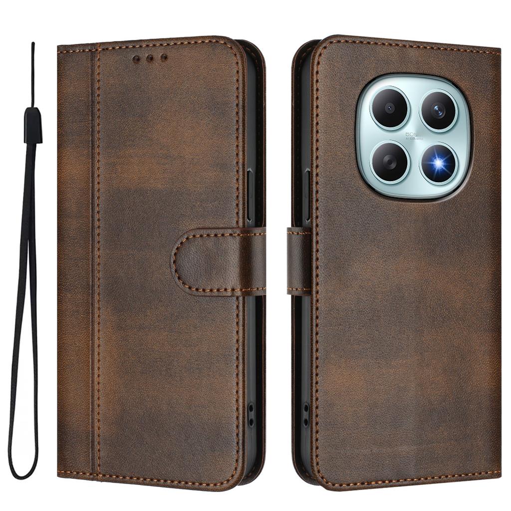 For Xiaomi Redmi Note 15 5G Cases Wallet Stand Retro Texture Leather Phone Cover with Lanyard