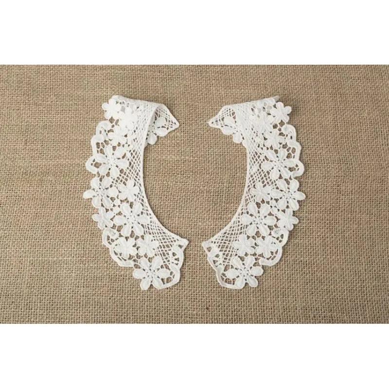 1 Pair Embroidery Cotton Lace Fabric Neckline Collar Trim Craft Ribbon DIY Sewing Collar Guipure Applique Wedding Decor