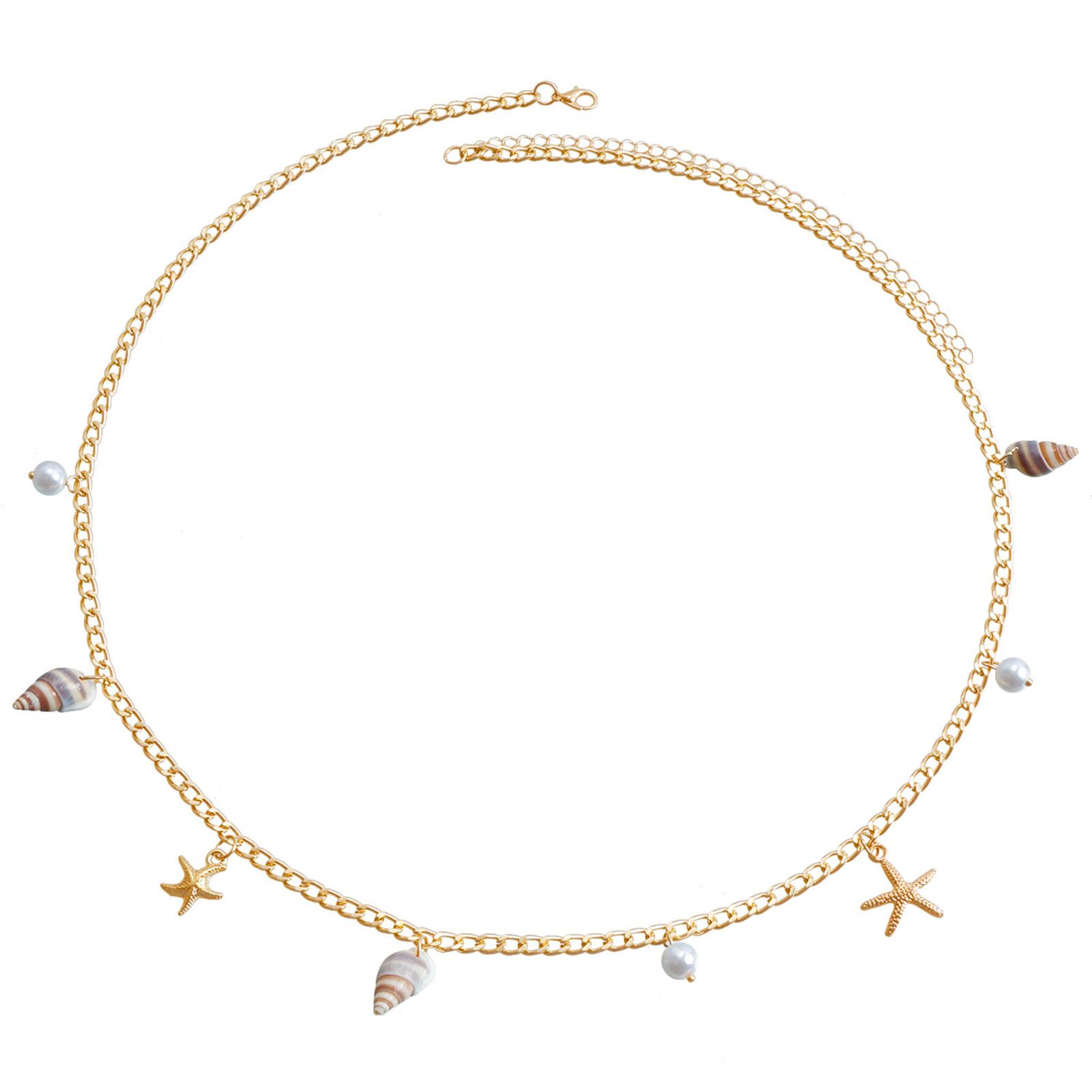 

Elegant Shell Charm Waist Jewelry Stylish Waist Chain Belt Body Jewellery for Summer Outfits and Beach Event B