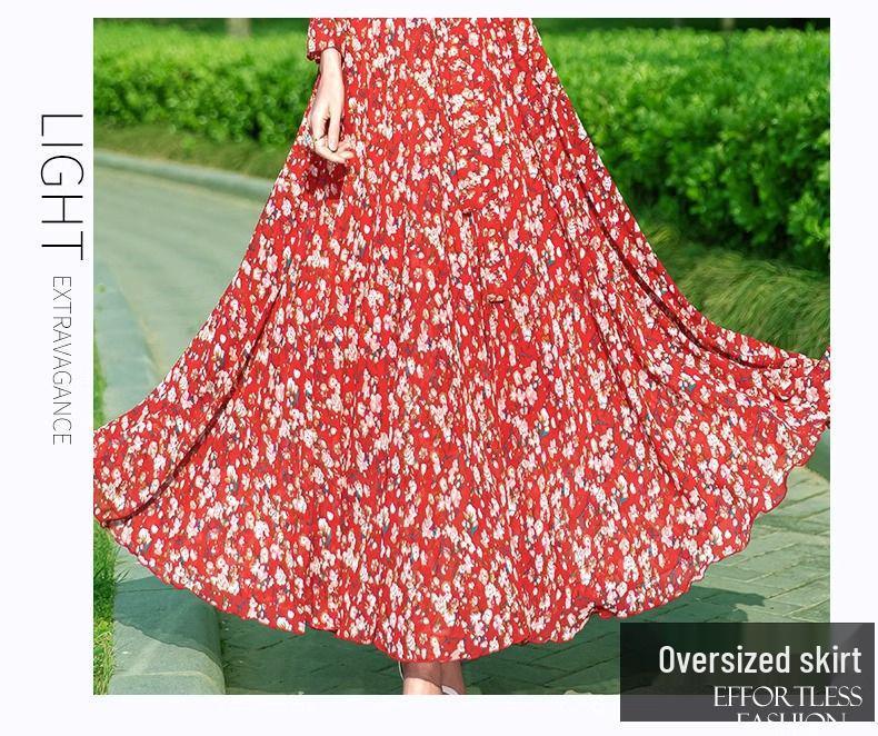 Floral Chiffon Long Sleeve Maxi Dress for Women - Spring/Autumn Slim Fit