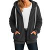 Damen Modische Plüsch Reißverschluss Einfarbig Tasche Kapuze Langarm Locker Warm Jacke