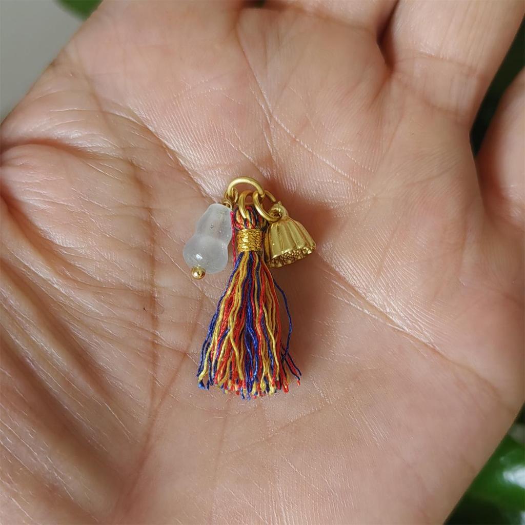 Jewelry Bracelet with Mini Wengwan Tassel, Hand-rubbed Cotton Thread, Handwoven with Small Drip Beads - DIY Necklace