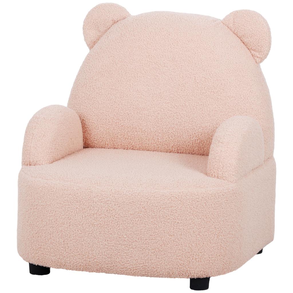 Kids Armchair, Bear Shaped Toddler Chair for Bedroom Playroom Living Room, Aged 18 Months to 3 Years - Pink