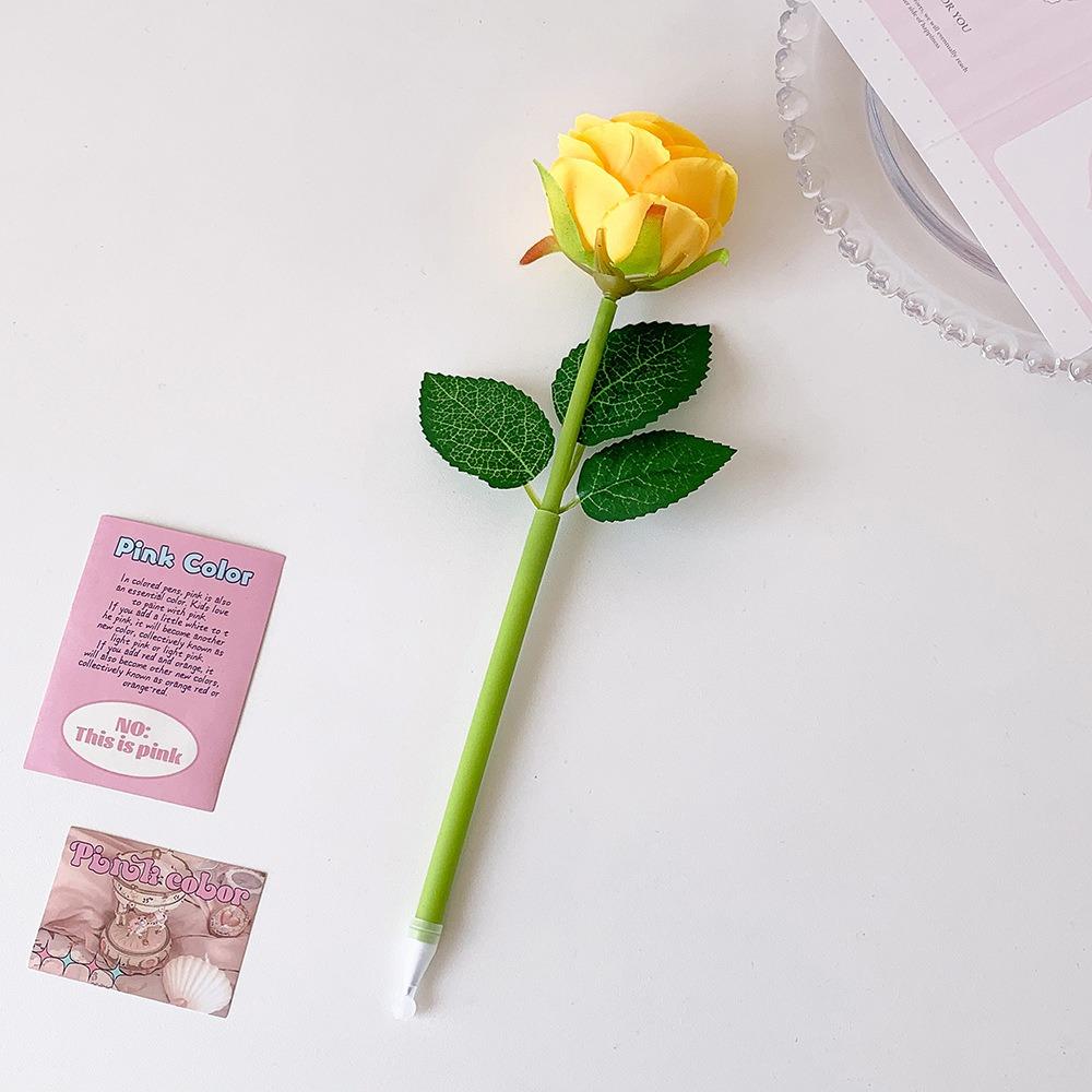 2-Grids Rose Ballpoint Pen 3-inch Writing Pen Creative Rose Flower Pen Valentine's Day