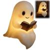 Cute Ghost Reading Lamp LED Sitting Ghost Reading A Book Night Light For Halloween Bathroom Bedside Decoration
