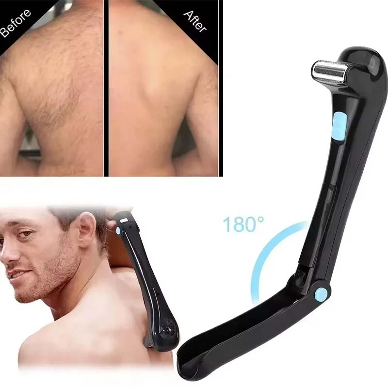 Wholesale Two-piece Blade Battery-powered Foldable Men's Hair Removal Back and Full-body Shaving Kit