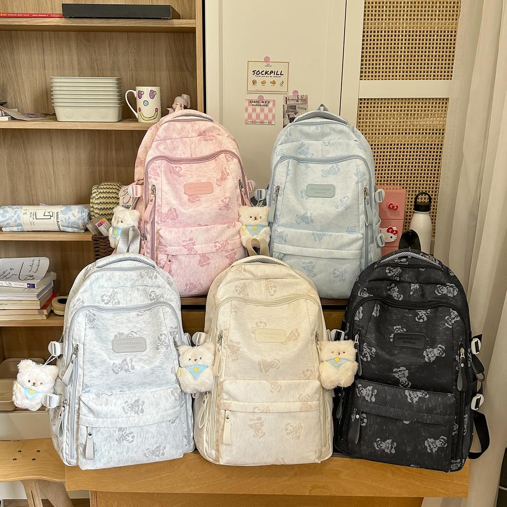 Schoolbag new large-capacity bear backpack middle school student schoolbag women's ins high-value fashion casual lightweight backpack