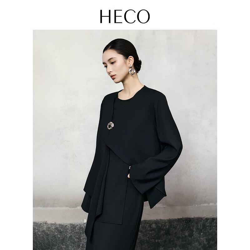 HECO Women s Faux Two-Piece Asymmetrical Commute Shirt S