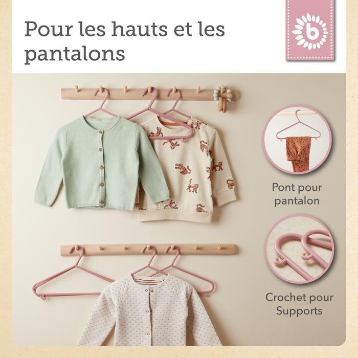 Cintres Enfant - BIECO - Vieux Rose - 16 pièces - Plastique de haute qualité - 30 cm