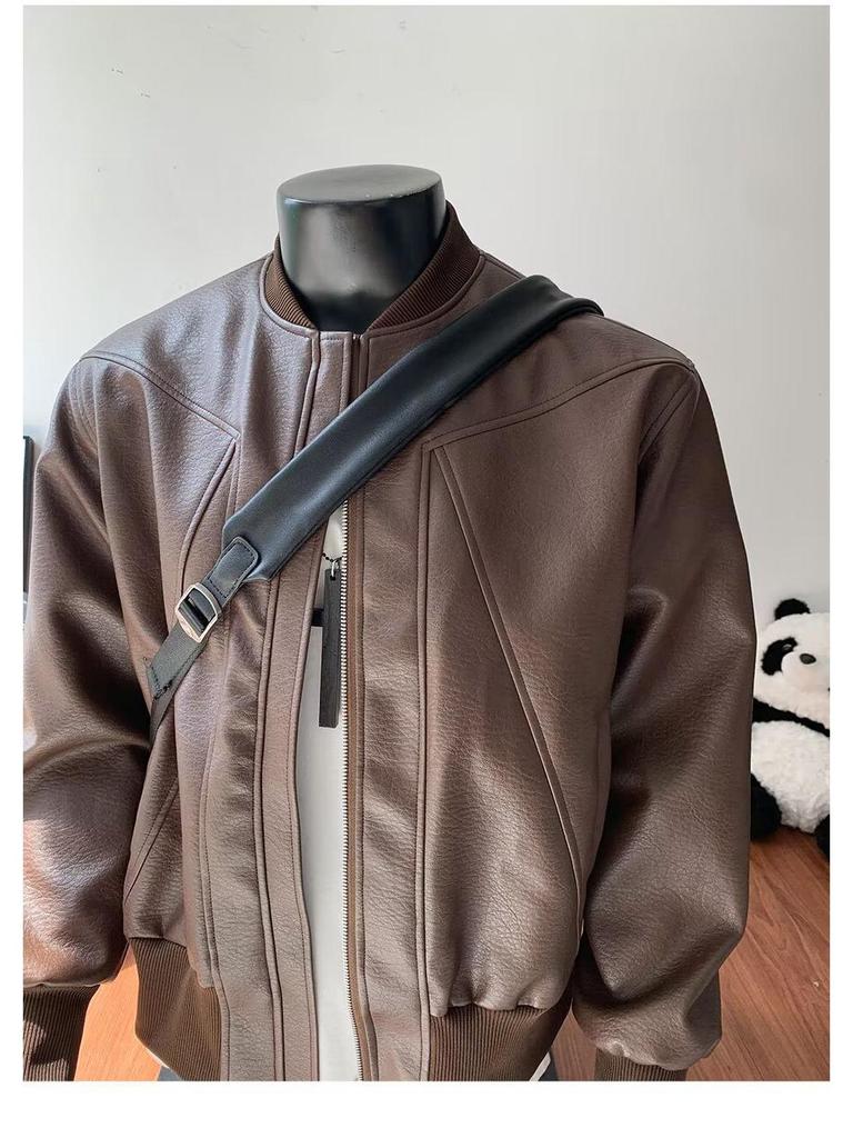 Men's Retro Cracked Leather Motorcycle Jacket - Autumn/Winter Trend