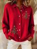 2025 Women's 3D Print Knit Lapel Cardigan - European & American Christmas Top for Autumn/Winter