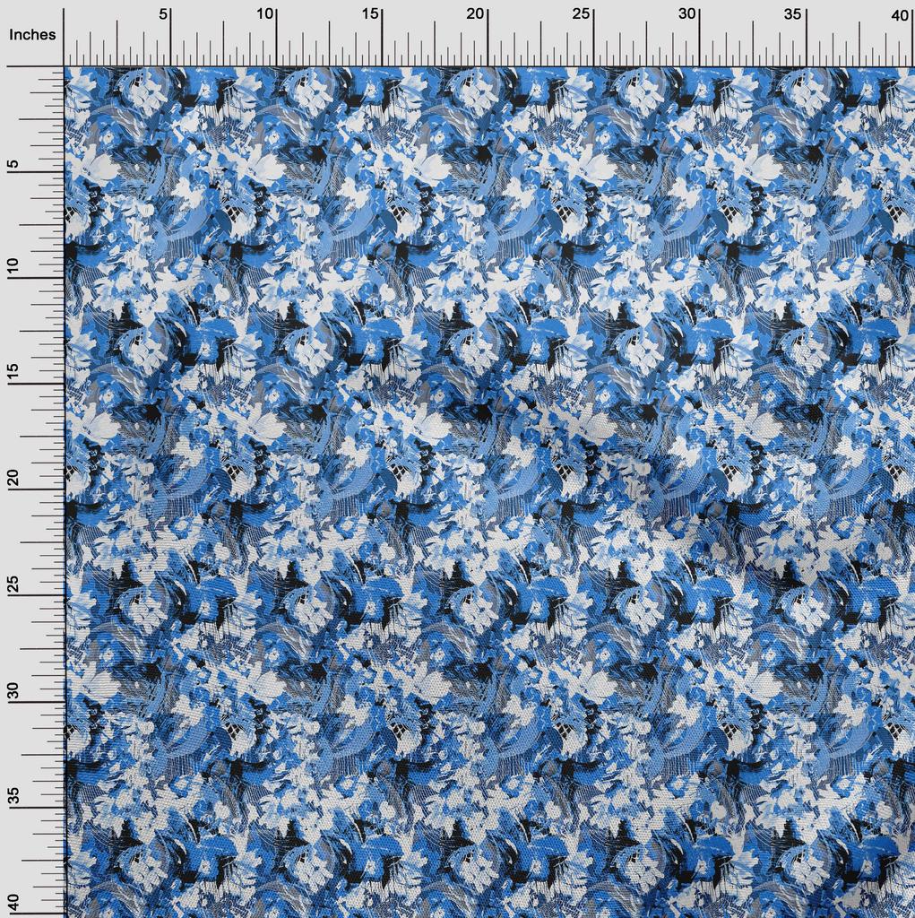 oneOone Cotton Flex Medium Blue Fabric Abstracts Fabric For Sewing Printed Craft Fabric By The Yard 40 Inch