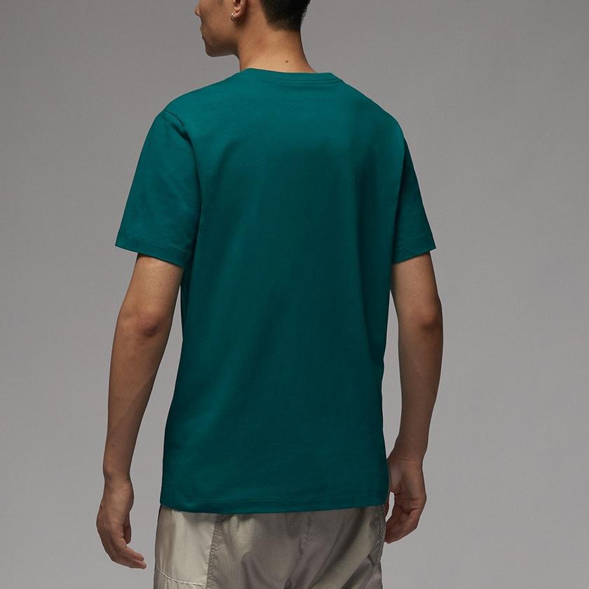 Jordan Solid Color Logo Ribbed Crew Neck Sports Short Sleeve T-Shirt Unisex Tops Green DC7486-318