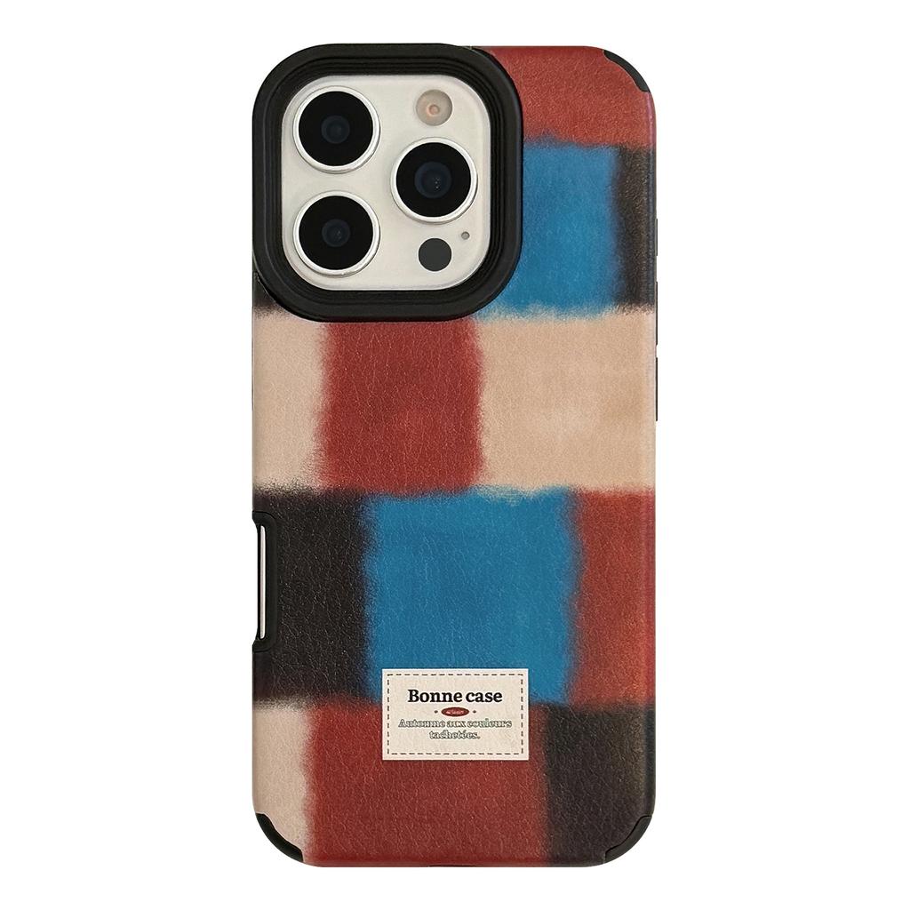 Personalized Retro Plaid Splicing for IPhone 16 Promax for Apple 17 Phone Case 15 Premium 14 Leather 13
