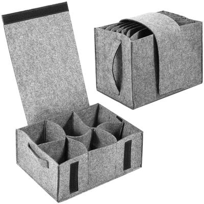 2Pcs Felt Plate Dish Cup Storage Bag Holder Thicken Camping Tableware Containers Motorhome Kitchen Cupboard Layered Organization