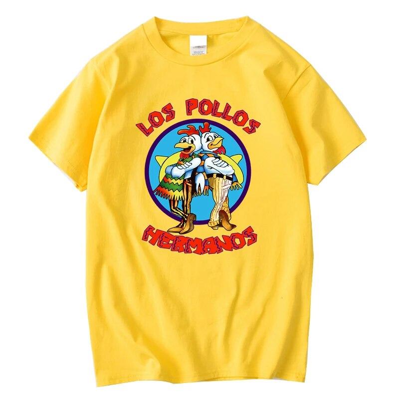 

Funny Printed T-Shirt Men Fashion Casual Short Sleeves Summer Cotton Breathable Tshirt Chicken Brothers Tees M жёлтый
