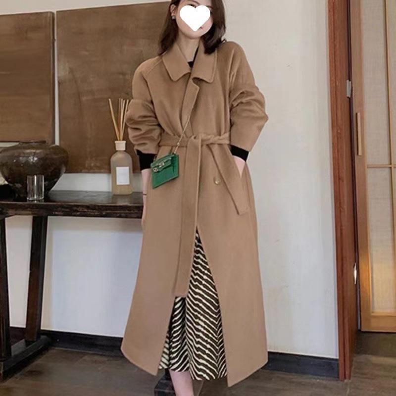 A Mid-length Single-layer Woolen Coat for Women's Autumn Charm