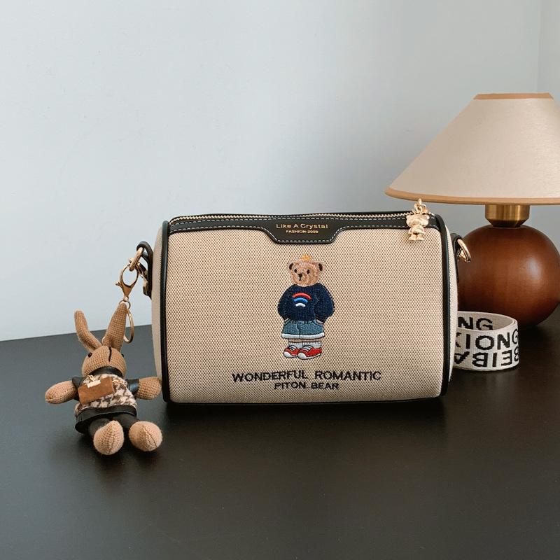 Woman's Fashion Shoulder Crossbody Bag Cartoon Animation Canvas Casual Large Capacity Bag