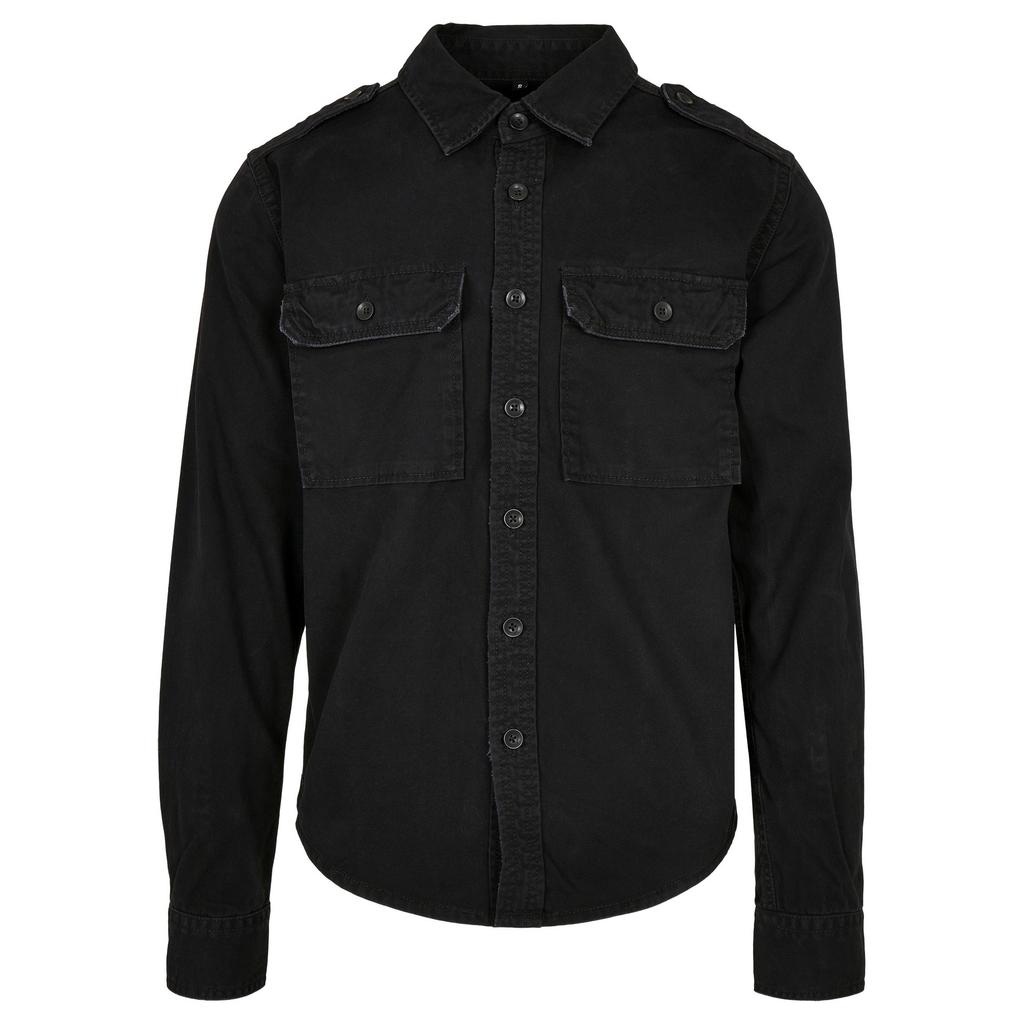 Build Your Brand Mens Vintage Wash Long-Sleeved Shirt