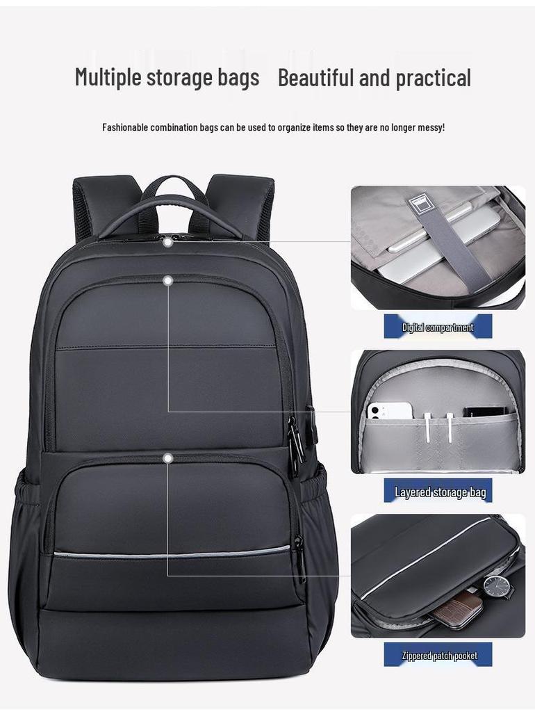 Men's Large-Capacity Waterproof Commuter Backpack for Business, Travel, and School
