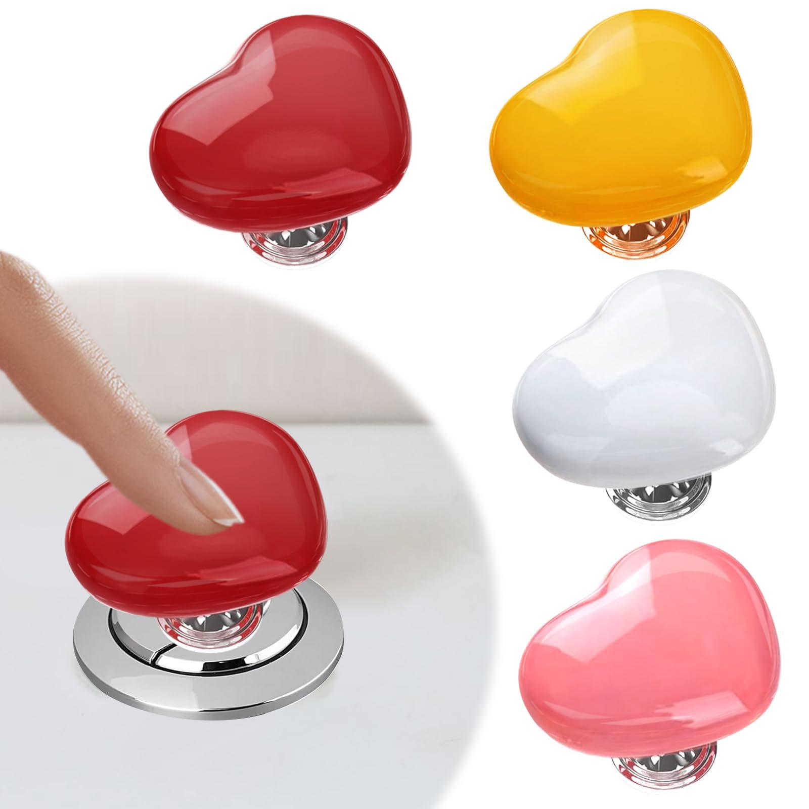 

4Pcs Toilet Press Button Topper,Love Heart Shaped Toilet Tank Flusher Top Push Button for Women Long Nail Bathroom Accessories China Mainland