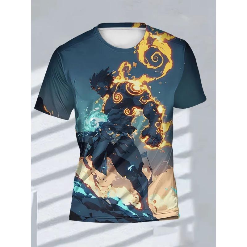 Men's Fashion 3D Printed Men's T-Shirt Round Neck Short Sleeve Trendy Street Wear