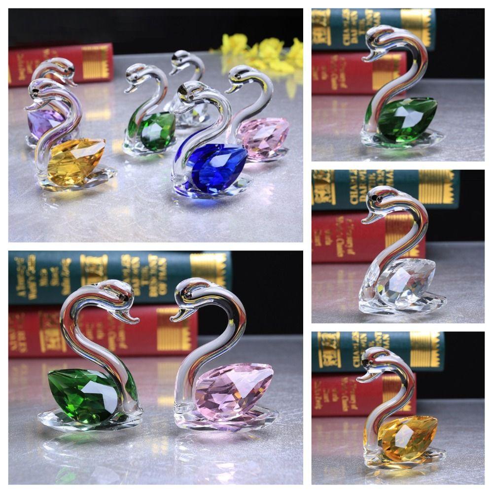 Creative Crystal Swan Gift Swan Statue Birthday Keepsake Little Swan Ornament  Desktop