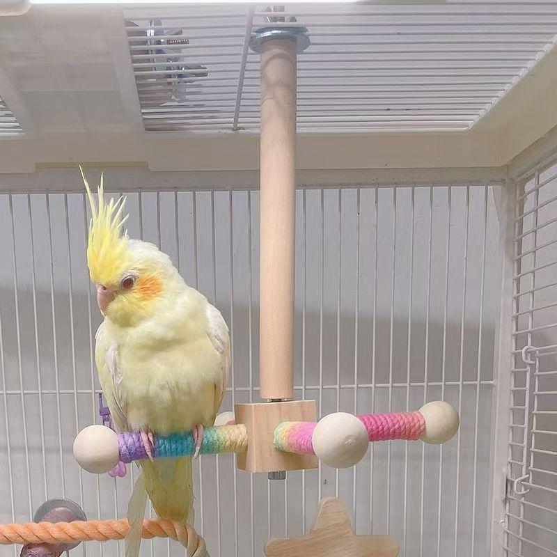 Parrot Rotating Bird Tray & Perch Toy - Cage Accessories for Cockatiels, Budgies, and Conures