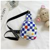 Smiling Face Chessboard Children Diagonal Shoulder Bag Casual Outdoor Storagebag
