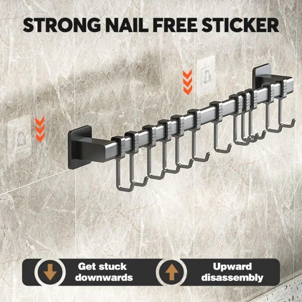 Adjustable Kitchen Hook Wall Mounted Hanging Rod New Storage Rack  Kitchen Utensils