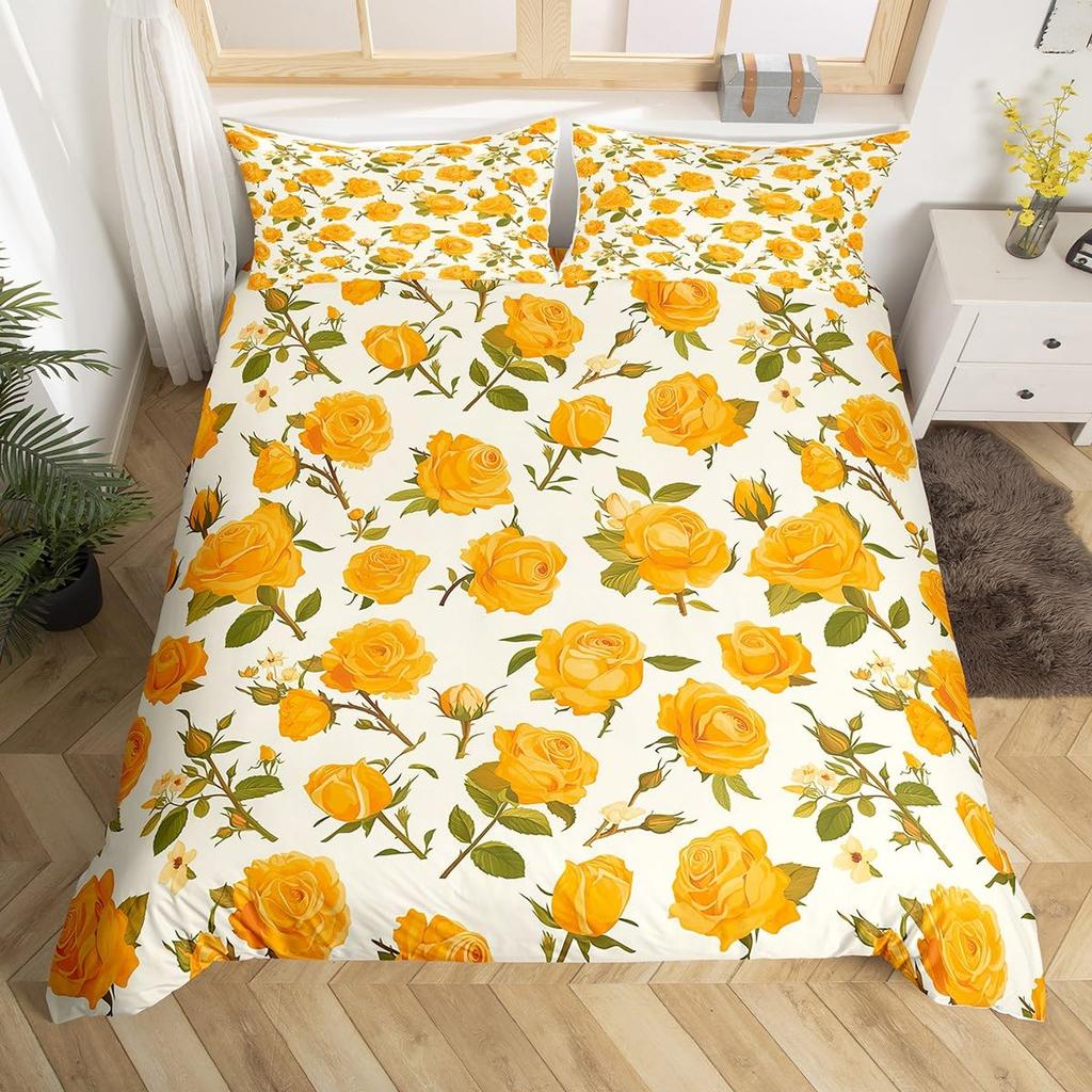 Botanical Lily Duvet Cover Twin Full Queen King Chic Floral Comforter Cover Boho Flower Bedding Set Watercolor Petals Bed Set