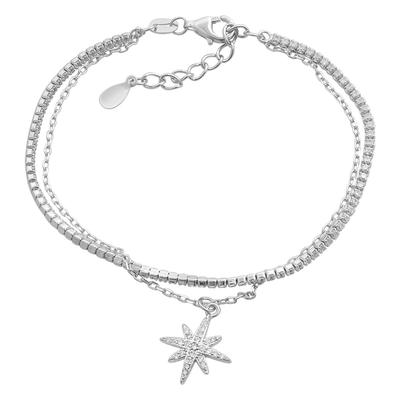 Silver Bracelet with Cubic Zirconia, Product Weight 4 G (2177593)
